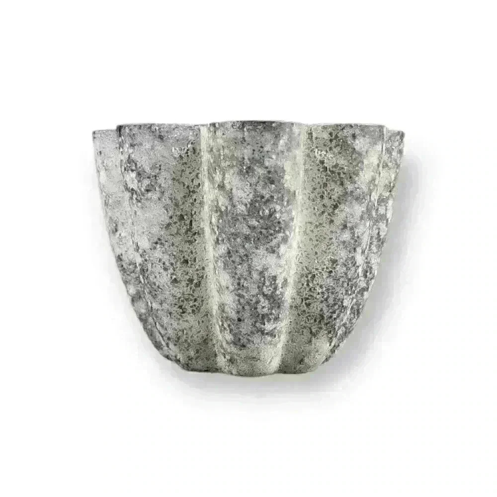 Art Glass Candle Holder Vitrocolor Recycled Gray Heavy Pumice-Like Texture Spain